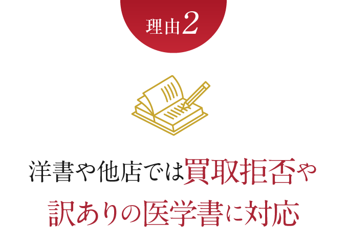 理由2　洋書や他店では買取拒否や訳ありの医学書に対応